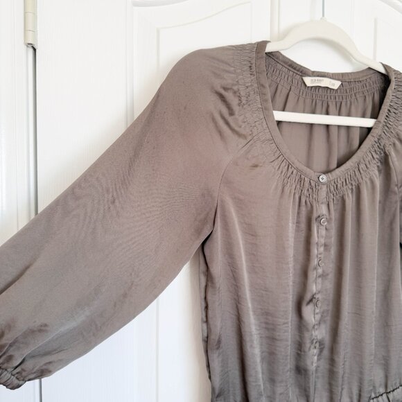 Old Navy Olive Green Drop Waist 3/4 Sleeve Silky Dress Size XSmall - Picture 6 of 8